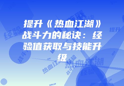 提升《热血江湖》战斗力的秘诀：经验值获取与技能升级
