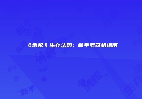《武娘》生存法则：新手老司机指南