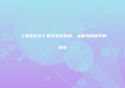 《搏击长空》新手生存指南：从菜鸟到猎手的蜕变