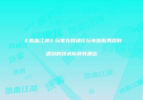 《热血江湖》玩家在网通区玩电信服务器时遇到的技术障碍有哪些