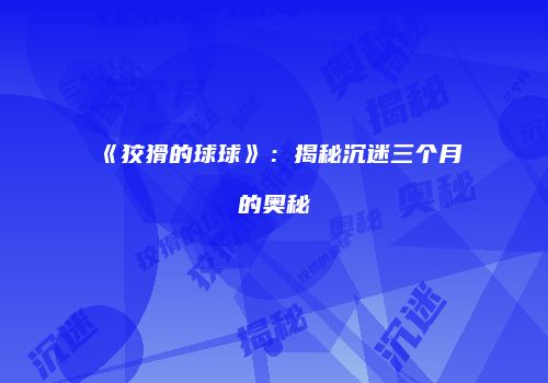 《狡猾的球球》：揭秘沉迷三个月的奥秘