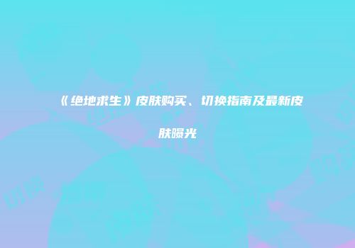 《绝地求生》皮肤购买、切换指南及最新皮肤曝光