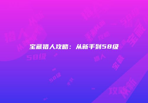 宝藏猎人攻略：从新手到58级