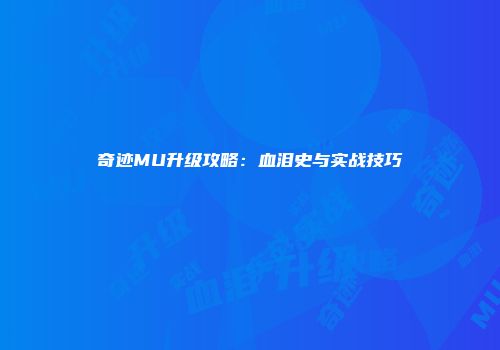 奇迹MU升级攻略：血泪史与实战技巧