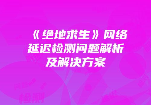 《绝地求生》网络延迟检测问题解析及解决方案