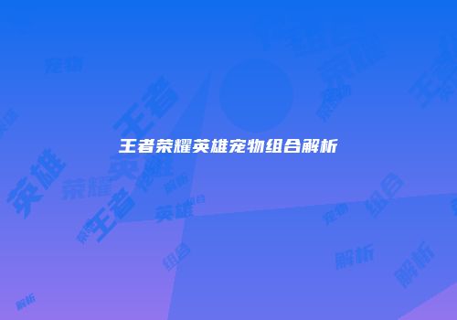 王者荣耀英雄宠物组合解析