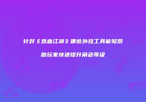 针对《热血江湖》哪些外挂工具能够帮助玩家快速提升角色等级