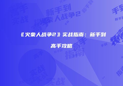 《火柴人战争2》实战指南：新手到高手攻略