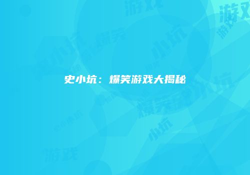 史小坑：爆笑游戏大揭秘