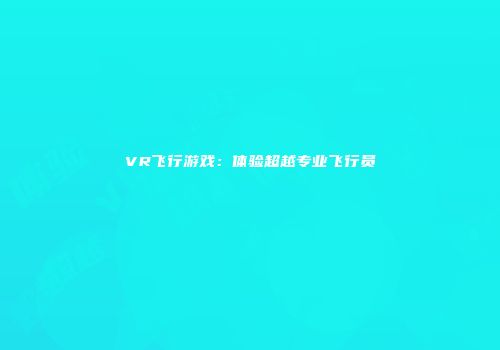 VR飞行游戏：体验超越专业飞行员