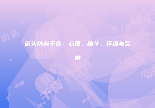 街头防身干货：心理、格斗、环境与装备