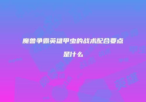 魔兽争霸英雄甲虫的战术配合要点是什么