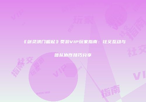 《剑灵洪门崛起》页游VIP玩家指南：社交互动与团队协作技巧分享