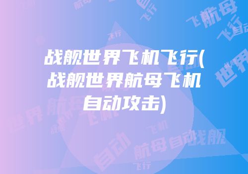 战舰世界飞机飞行(战舰世界航母飞机自动攻击)