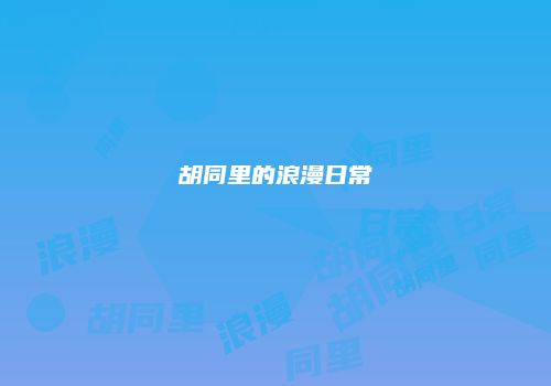 胡同里的浪漫日常