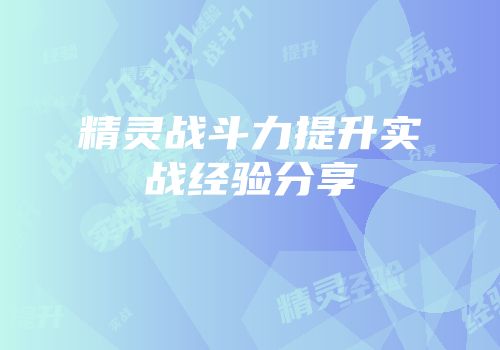 精灵战斗力提升实战经验分享