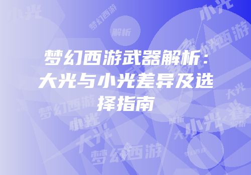 梦幻西游武器解析：大光与小光差异及选择指南