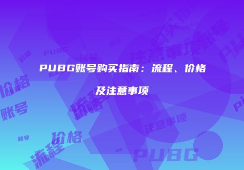 PUBG账号购买指南：流程、价格及注意事项
