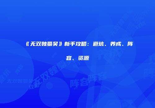 《无双魏蜀吴》新手攻略：避坑、养成、阵容、资源