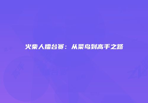 火柴人擂台赛：从菜鸟到高手之路
