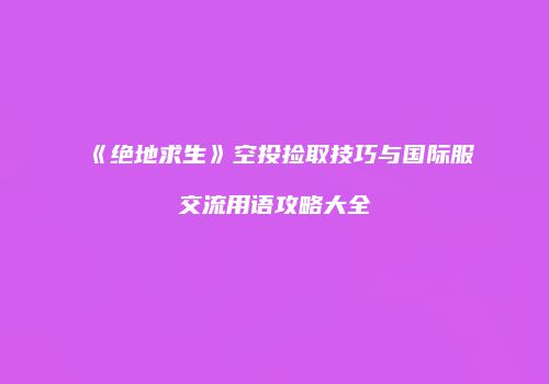 《绝地求生》空投捡取技巧与国际服交流用语攻略大全