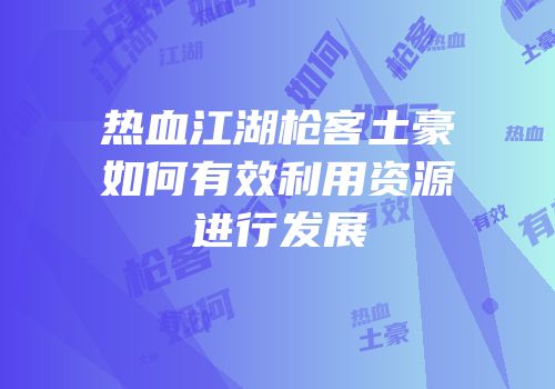 热血江湖枪客土豪如何有效利用资源进行发展