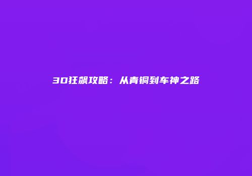 3D狂飙攻略：从青铜到车神之路