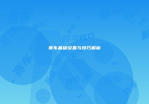 赛车基础设置与技巧解析