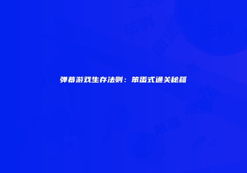 弹幕游戏生存法则：笨蛋式通关秘籍