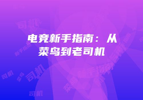 电竞新手指南：从菜鸟到老司机