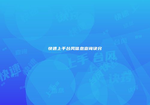 快速上手台风信息查询诀窍