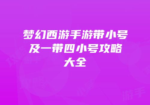 梦幻西游手游带小号及一带四小号攻略大全