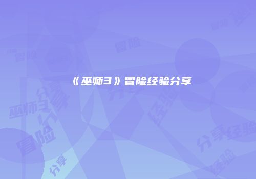 《巫师3》冒险经验分享