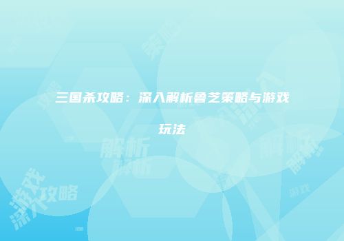 三国杀攻略：深入解析鲁芝策略与游戏玩法