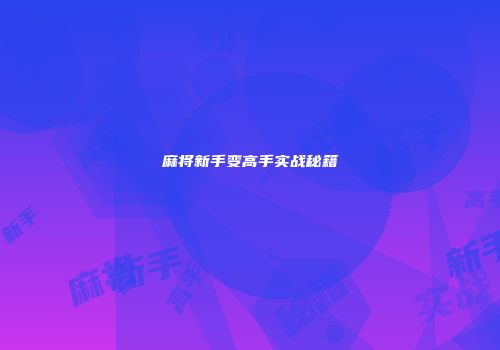 麻将新手变高手实战秘籍