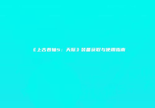 《上古卷轴5：天际》装备获取与使用指南