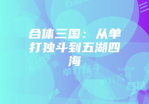 合体三国：从单打独斗到五湖四海