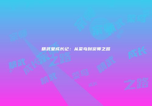 精武堂成长记：从菜鸟到宗师之路