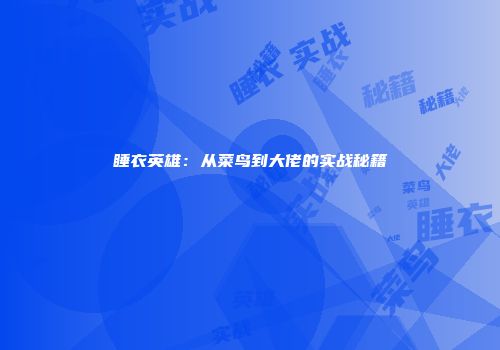 睡衣英雄：从菜鸟到大佬的实战秘籍