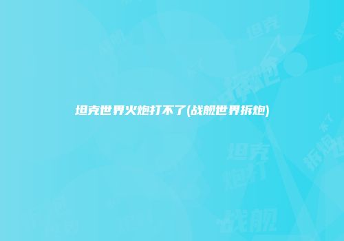 坦克世界火炮打不了(战舰世界拆炮)