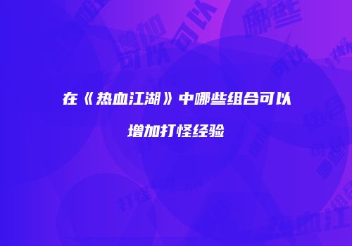 在《热血江湖》中哪些组合可以增加打怪经验