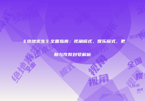 《绝地求生》全面指南：视角模式、娱乐模式、更新与作弊封号解析