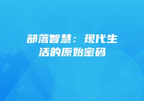 部落智慧：现代生活的原始密码