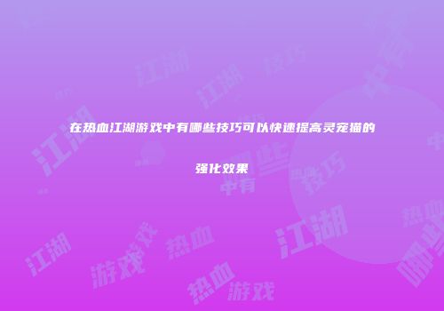 在热血江湖游戏中有哪些技巧可以快速提高灵宠猫的强化效果