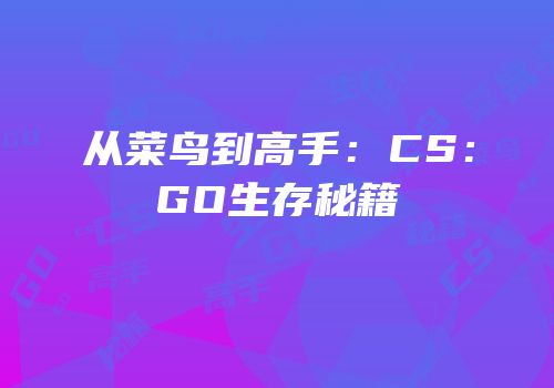 从菜鸟到高手：CS：GO生存秘籍
