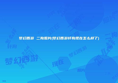梦幻西游 二狗照片(梦幻西游轩狗现在怎么样了)