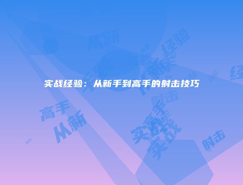 实战经验：从新手到高手的射击技巧