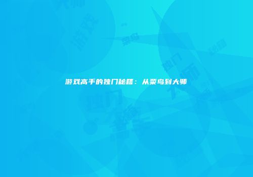 游戏高手的独门秘籍：从菜鸟到大师