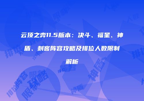 云顶之弈11.5版本：决斗、福星、神盾、刺客阵容攻略及排位人数限制解析