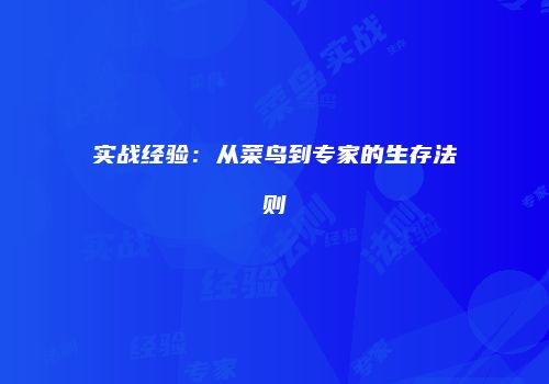 实战经验：从菜鸟到专家的生存法则